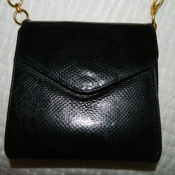 Donna Karan Black 100% Auth. Snake Skin Evening Bag - Picture 12 of 16